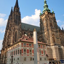 Huge St. Vitus Cathedral with three towers up to 102,8 meters height